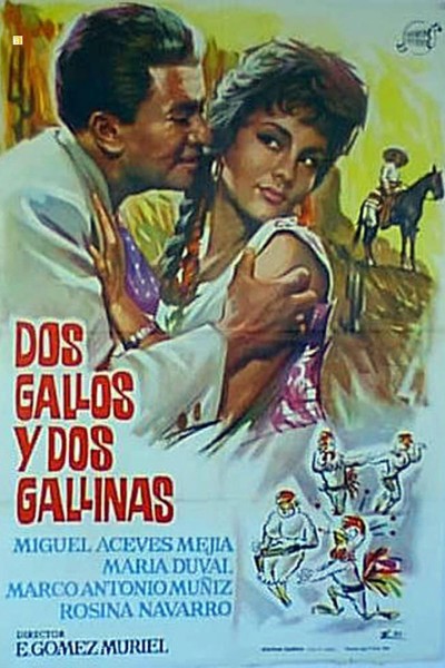 Cubierta de Dos gallos y dos gallinas