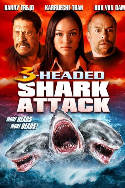 Caratula, cartel, poster o portada de El ataque del tiburón de tres cabezas