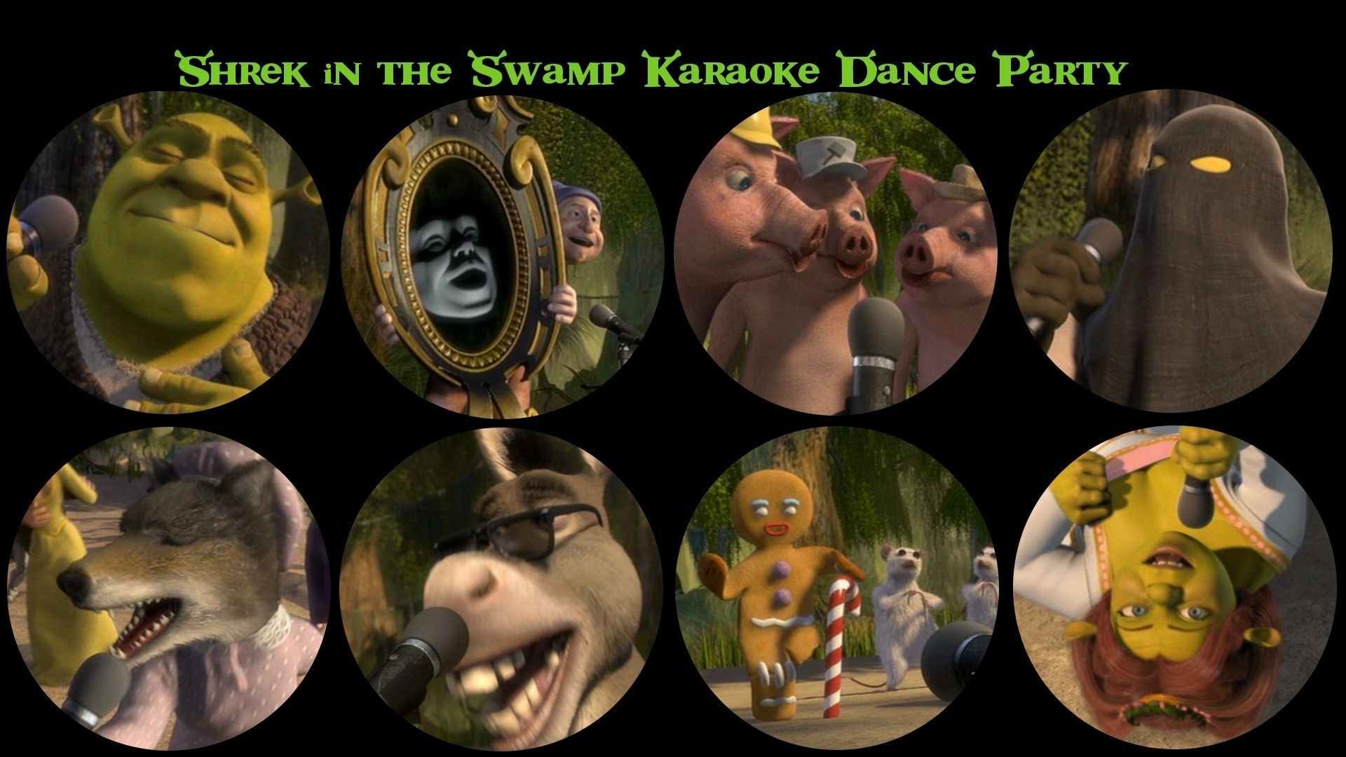 Cubierta de Shrek en el baile con karaoke en la ciénaga
