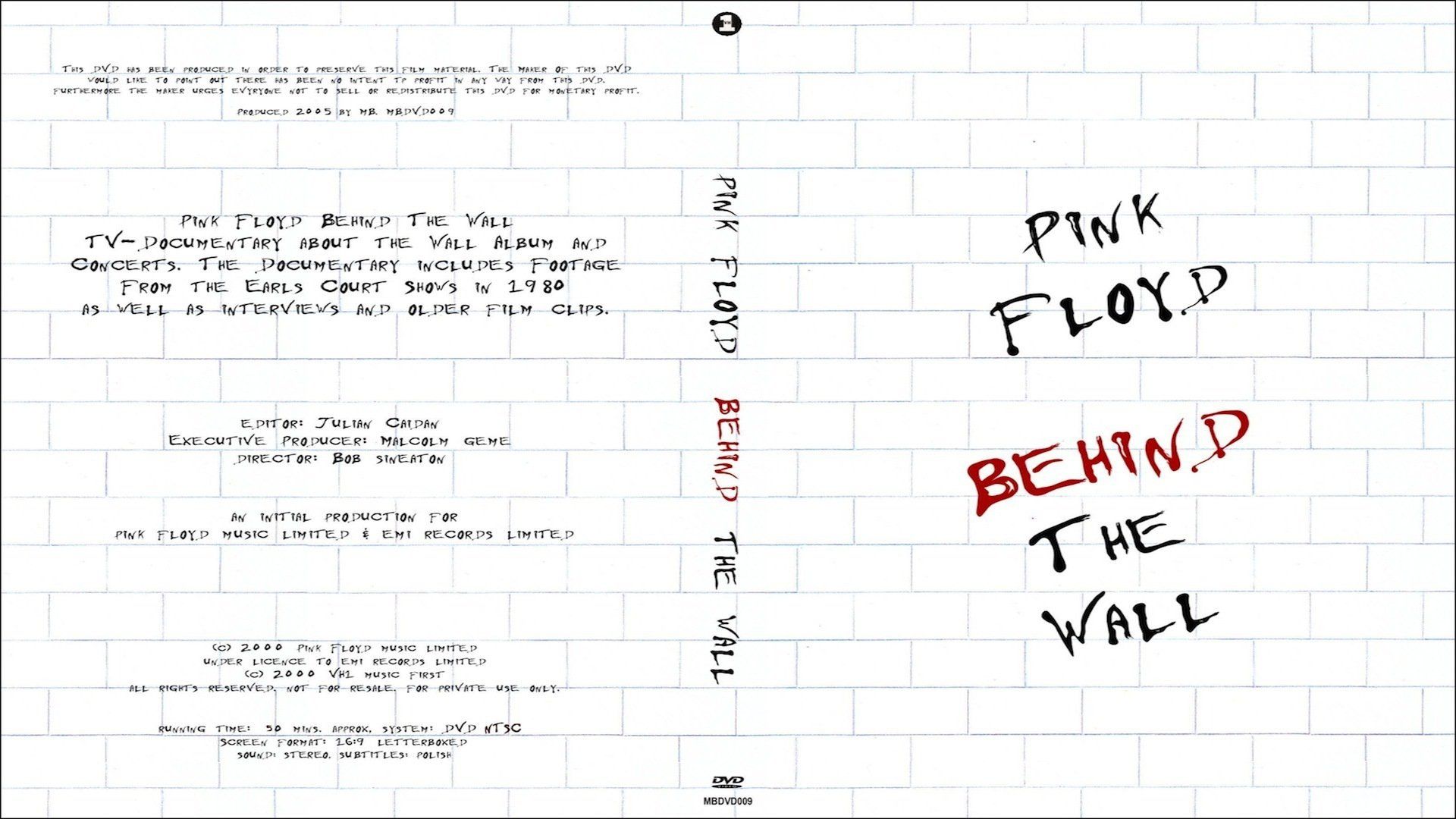 Cubierta de Pink Floyd: Behind the Wall